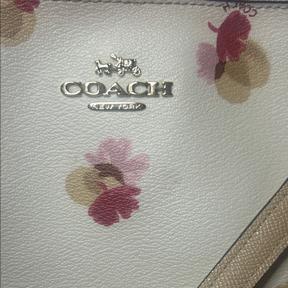 Coach Off-White Floral Shoulder Bag, Pink beige flowers, Silver/ Gold tone - Picture 8 of 9